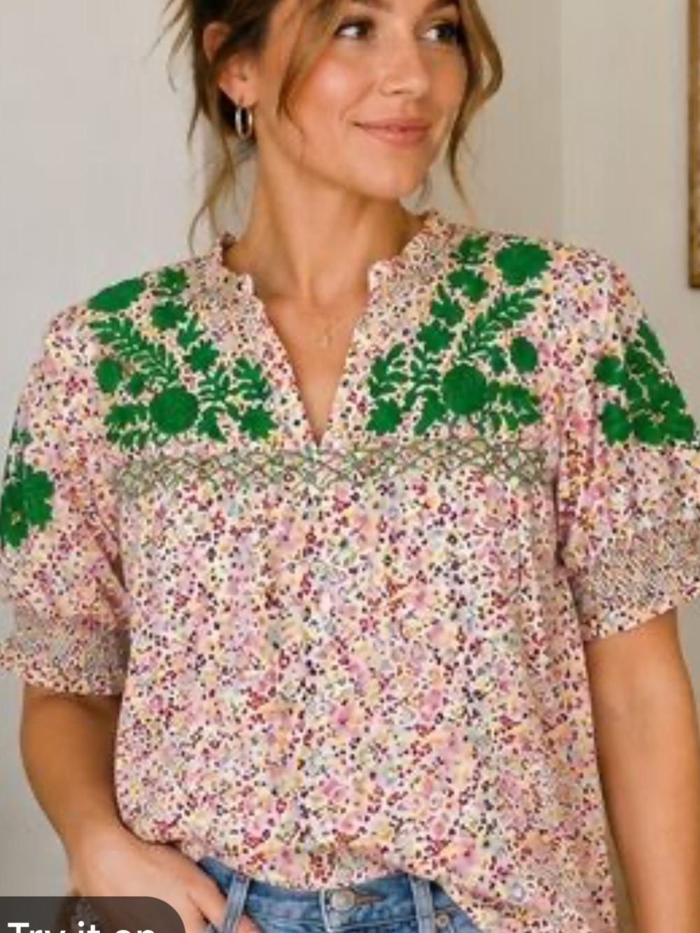 Sister Mary Camilla Cotton Boho Embroidered Top, Size XL